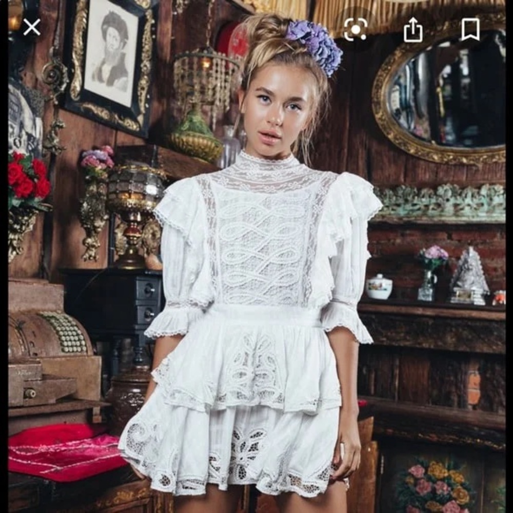 Fillyboo / Penzance Mini Dress / Ivory / Small